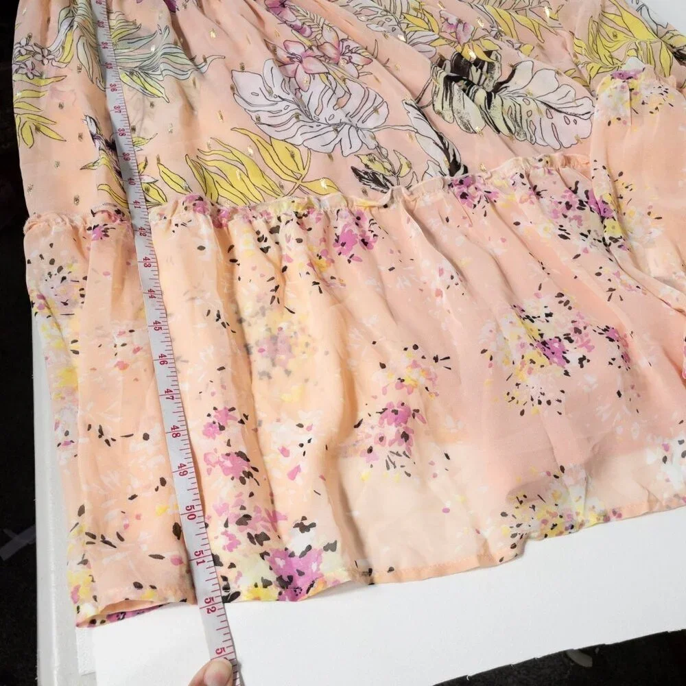 Floral Boho Maxi Dress By Fig & Flower  Smocked Waist Button-Down Puff Sleeves - Picture 11 of 11